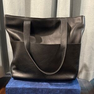 Duluth Black Leather Tote Bag New